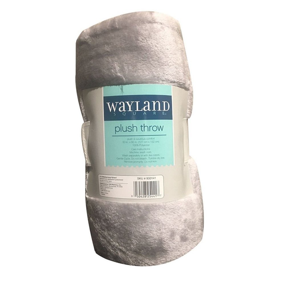 Wayland Square Plush Throw Blanket Light Gray 50" X 60"